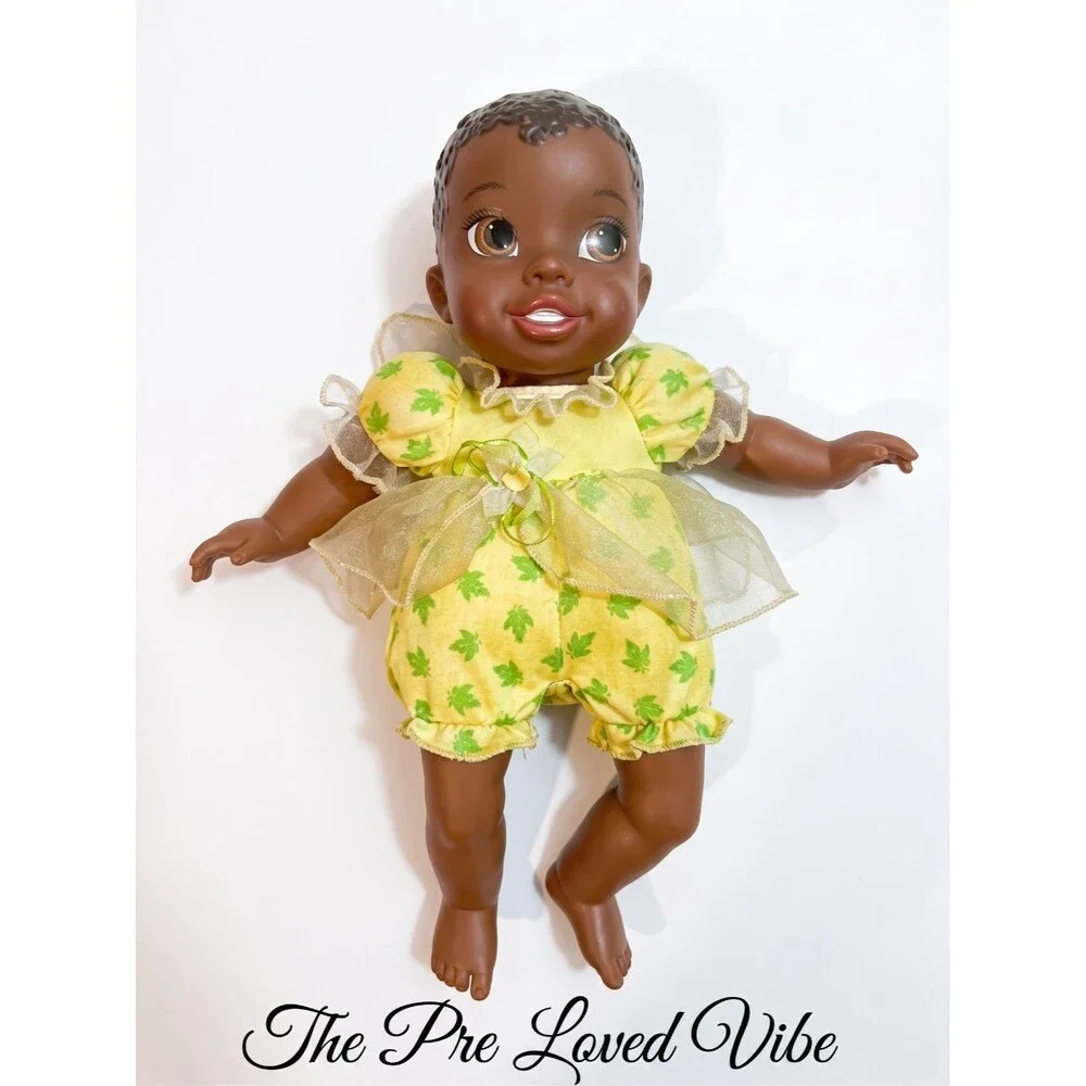 Disney Princess & Frog Black Baby Doll Soft Body Molded Hair Yellow Outfit